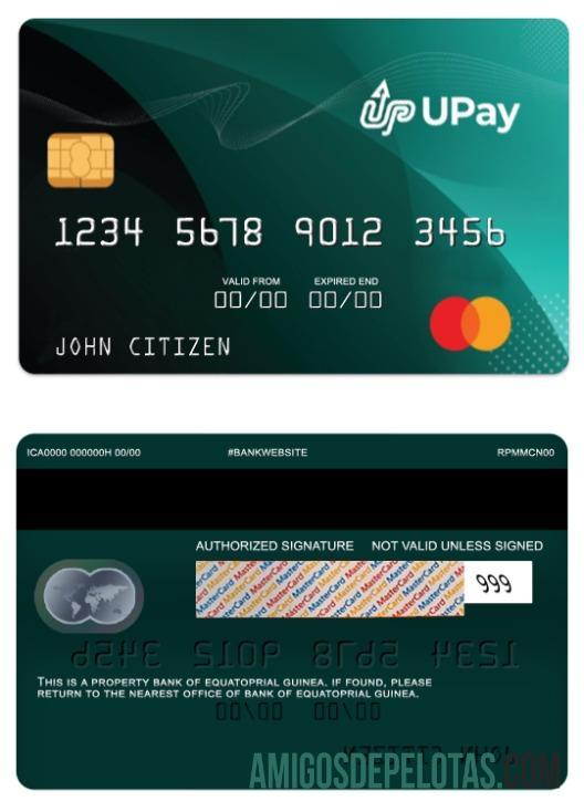 Cartão UPay da Guiné Equatorial exemplo